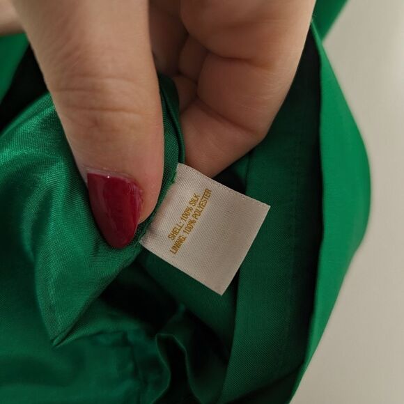 Kate Spade emerald pine green silk Mariel cut out bow v-neck cap sleeve blouse - Picture 4 of 6